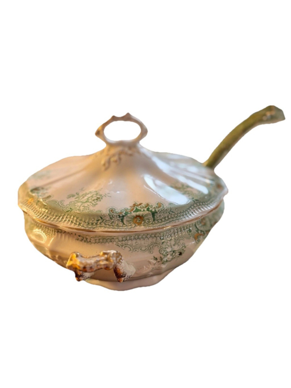 VTG Johnson Bros Covered Dish Soup Tureen China Handles Serving Ladle England